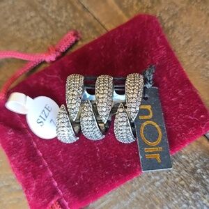 Noir Rhinestone Gunmetal Ring - Sz 7